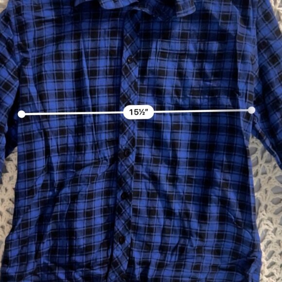 NWOT Modfine Sz Medium Long Sleeve Button Down Blue Navy‎ Plaid Casual Shirt C08 - Picture 4 of 5